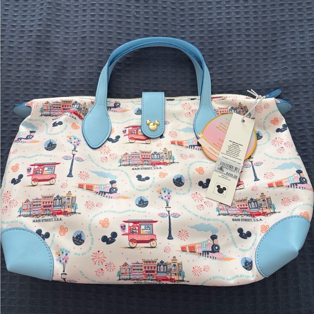 NWT- Stoney Clover Lane Blue and Cream Tote Bag